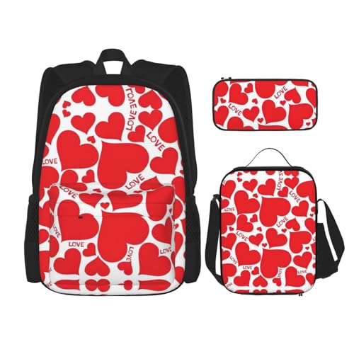 Pidgazdfgv Rucksack mit Herzmotiv, für Kinder, Jungen, Mädchen, Lunchbox, Schultasche, Schultasche, Schultasche, Geschenk für Schüler und Studenten von Pidgazdfgv
