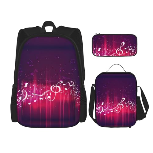 Pidgazdfgv Rucksack mit Musiknoten für Kinder, Jungen, Mädchen, Lunchbox, Schule, Büchertasche, Schul-, Schul-, Schüler-Geschenk von Pidgazdfgv
