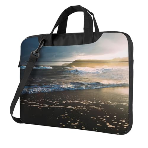 Pidgazdfgv Seascape Laptoptasche, Unisex, Schultertasche, Kuriertasche, Aktentasche, Schulsaison, Schwarz , 13 inch von Pidgazdfgv