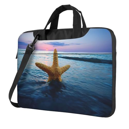 Pidgazdfgv Seestern-Laptop-Tasche, Unisex, Schultertasche, Kuriertasche, Aktentasche, Schulsaison, Schwarz , 13 inch von Pidgazdfgv