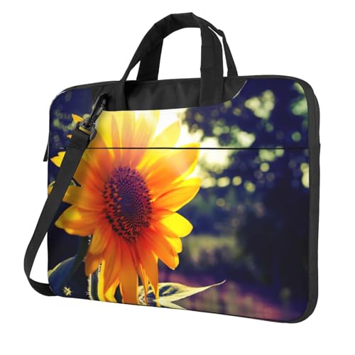 Pidgazdfgv Sunflower Laptoptasche, Unisex, Schultertasche, Kuriertasche, Aktentasche, Schulsaison, Schwarz , 15.6 inch von Pidgazdfgv