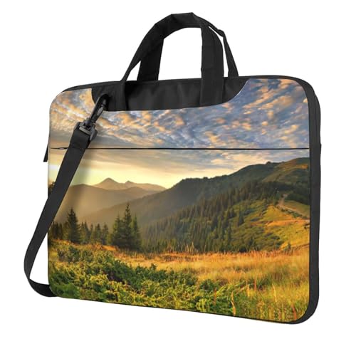Pidgazdfgv Sunrise Laptoptasche, Unisex, Schultertasche, Kuriertasche, Aktentasche, Schulsaison, Schwarz , 13 inch von Pidgazdfgv