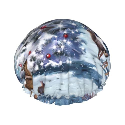 Weihnachts-Duschhaube für Herren, Damen, wiederverwendbar, wasserdicht, lang, dick, Haarpflege, kurzes Kinderbad von Pidgazdfgv