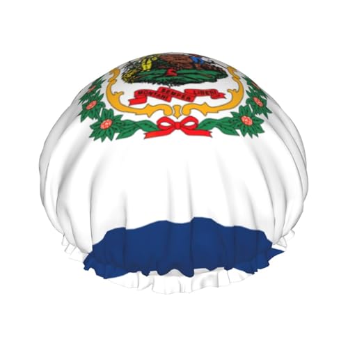 West-Virginia-Staats-Flagge, Duschhaube für Herren, Damen, wiederverwendbar, wasserdicht, lang, dick, Haarpflege, kurzes Kinderbad von Pidgazdfgv