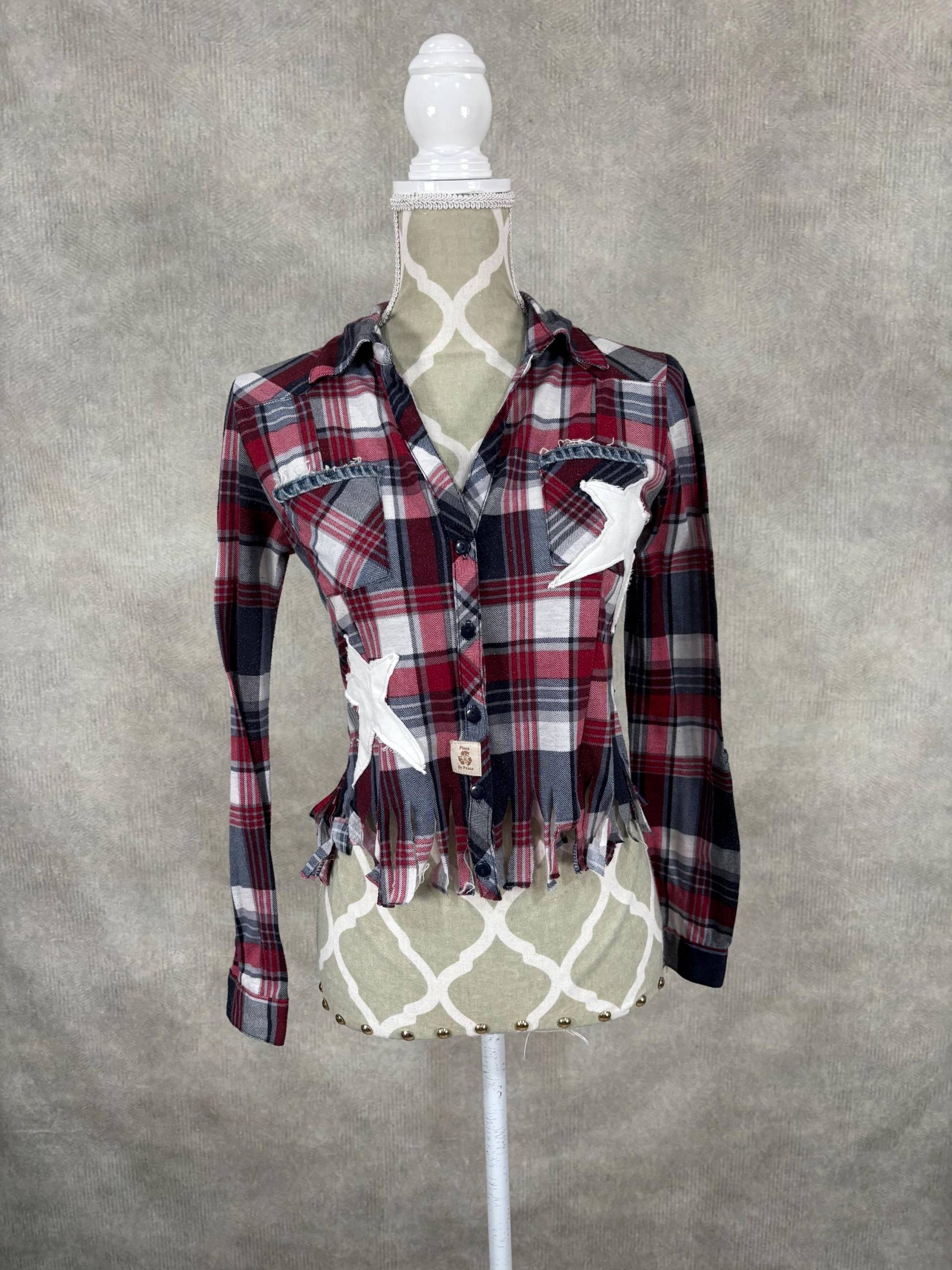 Fringe Saum Kariertes Hemd - S von PieceByPeaceCanadian