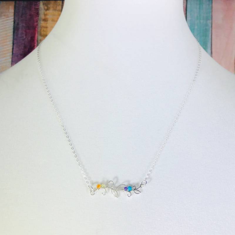 Sterling Silber Stammbaum Halskette Benutzerdefinierte Birthstone Edelstein Schmuck von PieceOfInspiration