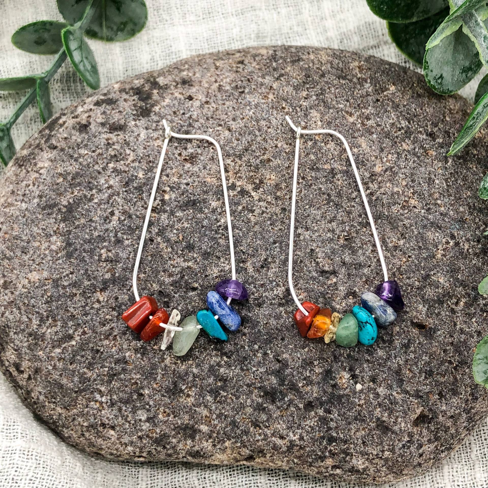 sterling Silber 7 Chakra Tropfen Ohrringe | Heilstein sterling Silber 7 Chakra Tropfen Ohrringe | Heilstein von PieceOfInspiration