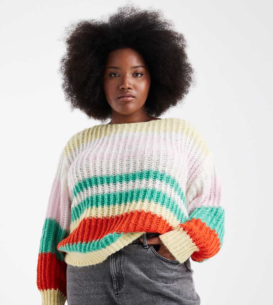 Pieces Curve - Gestrickter Pullover mit bunten Retro-Streifen Pieces Curve - Gestrickter Pullover mit bunten Retro-Streifen von Pieces Plus