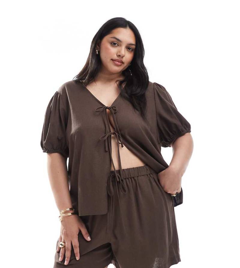 Pieces Curve - Shorts in Schokobraun, Kombiteil-Brown von Pieces Plus