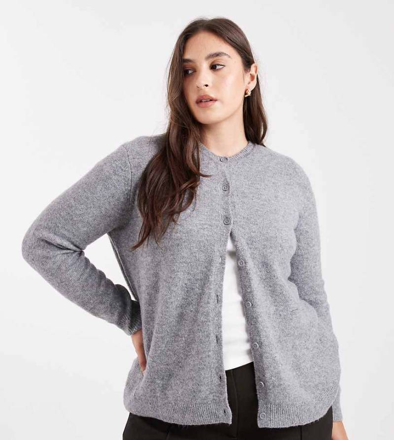 Pieces Curve - Strickjacke in Mittelgrau meliert von Pieces Plus