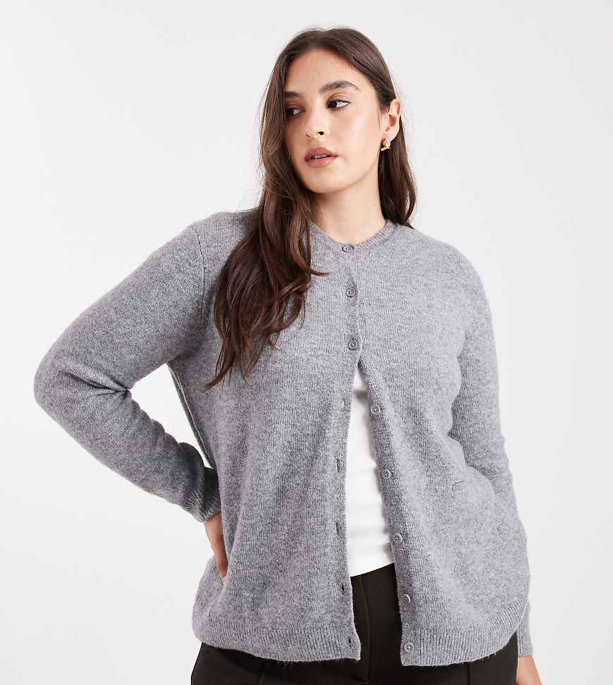 Pieces Curve - Strickjacke in Mittelgrau meliert von Pieces Plus