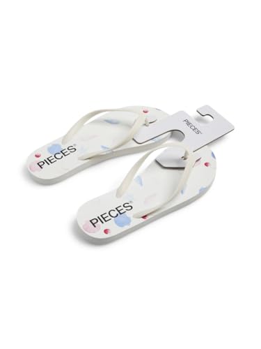 Pieces shoes Damen Pcsummer Print Flip Flop Hg, Cloud Dancer, 38 EU von Pieces shoes