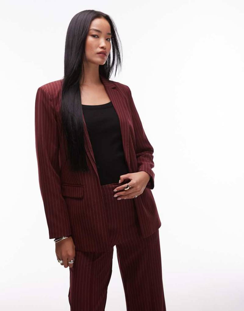 PIECES - Eleganter Blazer in Burgunderrot mit Nadelstreifen, Kombiteil von Pieces