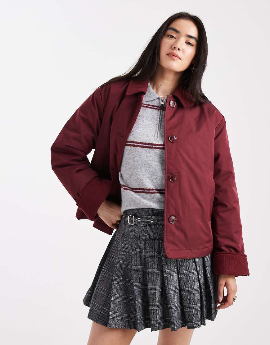 PIECES - Kurze Jacke in Burgunderrot mit Cordkragen PIECES - Kurze Jacke in Burgunderrot mit Cordkragen von Pieces