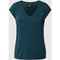 Pieces T-Shirt mit V-Ausschnitt Modell 'KAMALA' in Petrol, Größe XL von Pieces