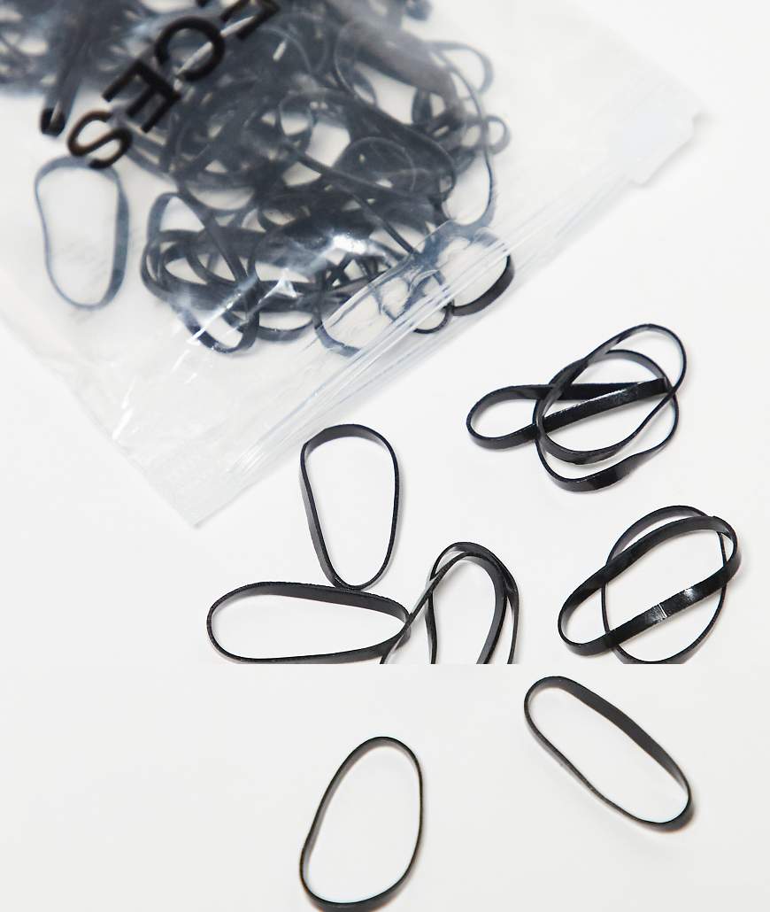 Pieces - 100er-Pack elastische Haarbänder in Schwarz von Pieces