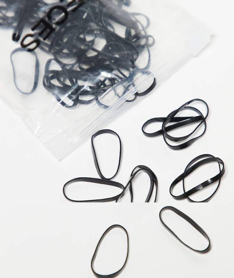 Pieces - 100er-Pack elastische Haarbänder in Schwarz von Pieces