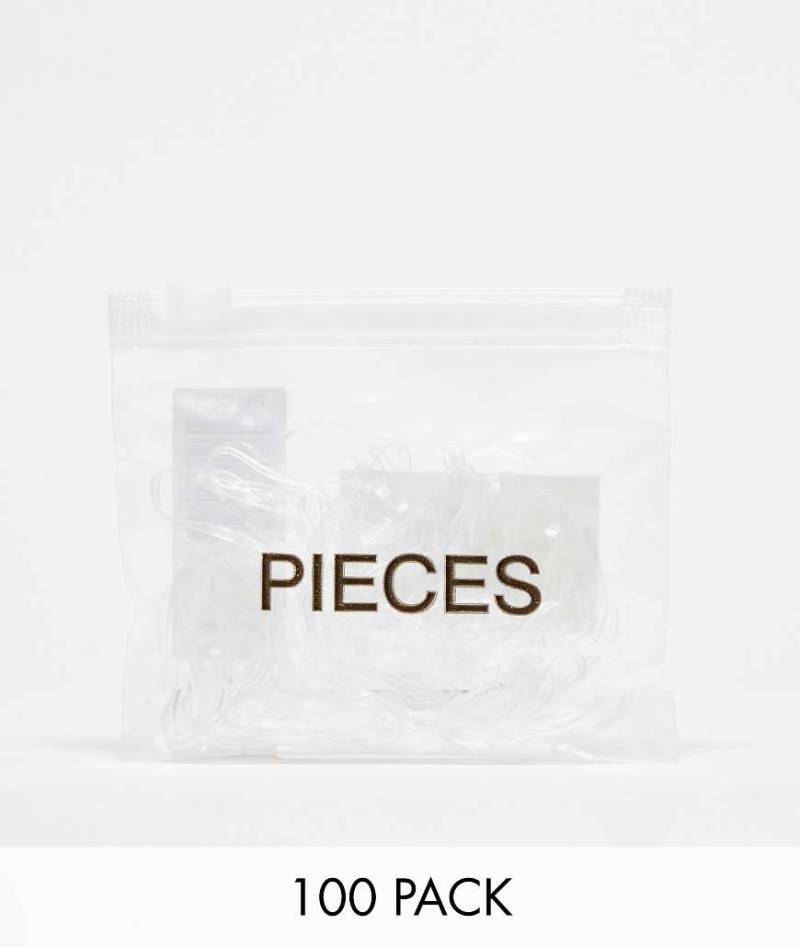 Pieces - 100er-Pack elastische Haarbänder in transparenter Optik von Pieces