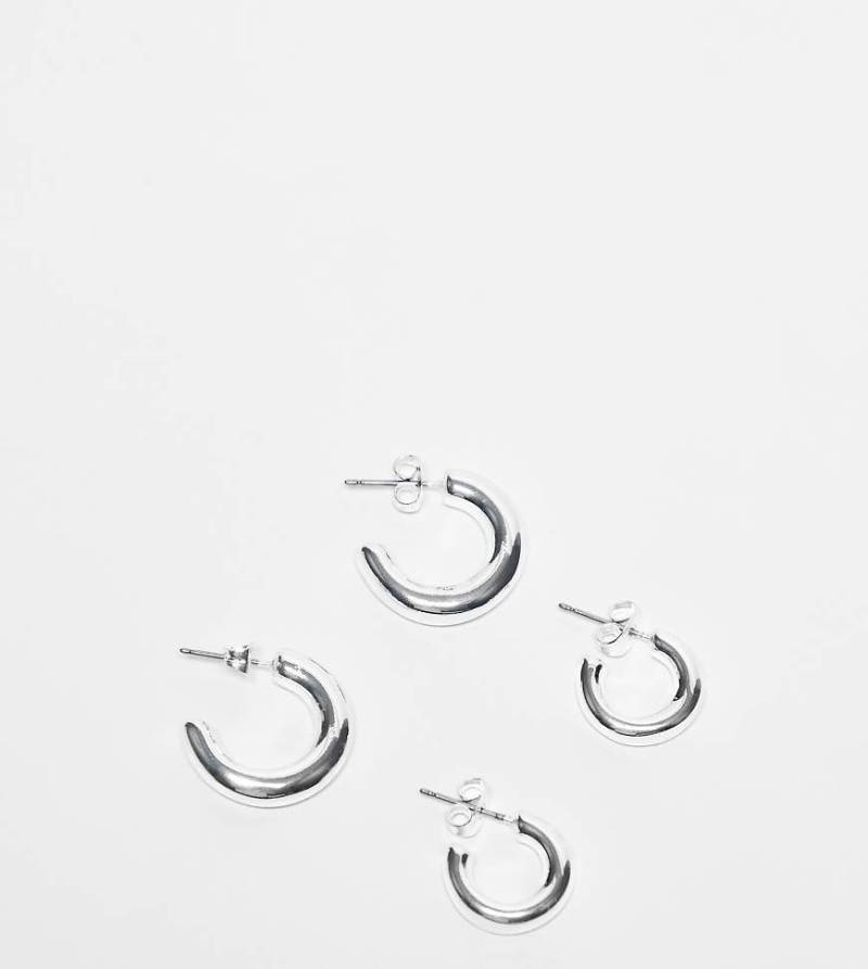 Pieces - 2er-Pack Alltags-Creolen aus plattiertem Sterlingsilber von Pieces