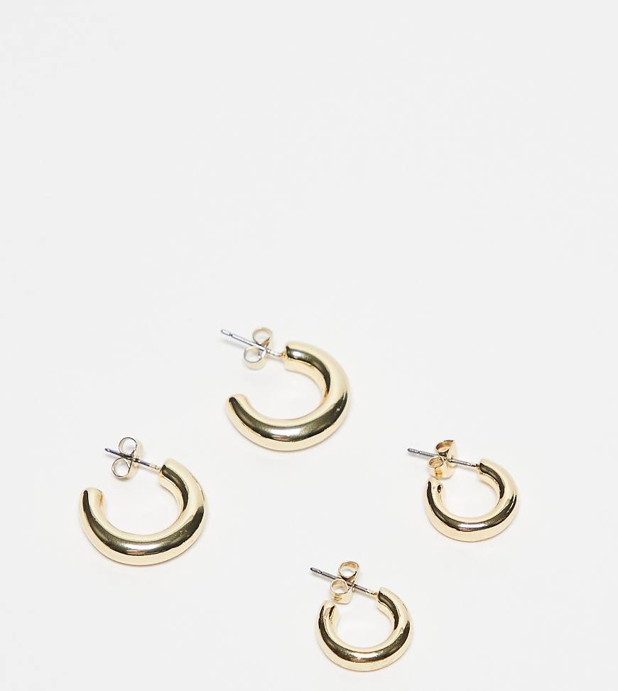 Pieces - 2er-Pack Alltags-Creolen mit 18-Karat-Vergoldung in Gold-Goldfarben Pieces - 2er-Pack Alltags-Creolen mit 18-Karat-Vergoldung in Gold-Goldfarben von Pieces