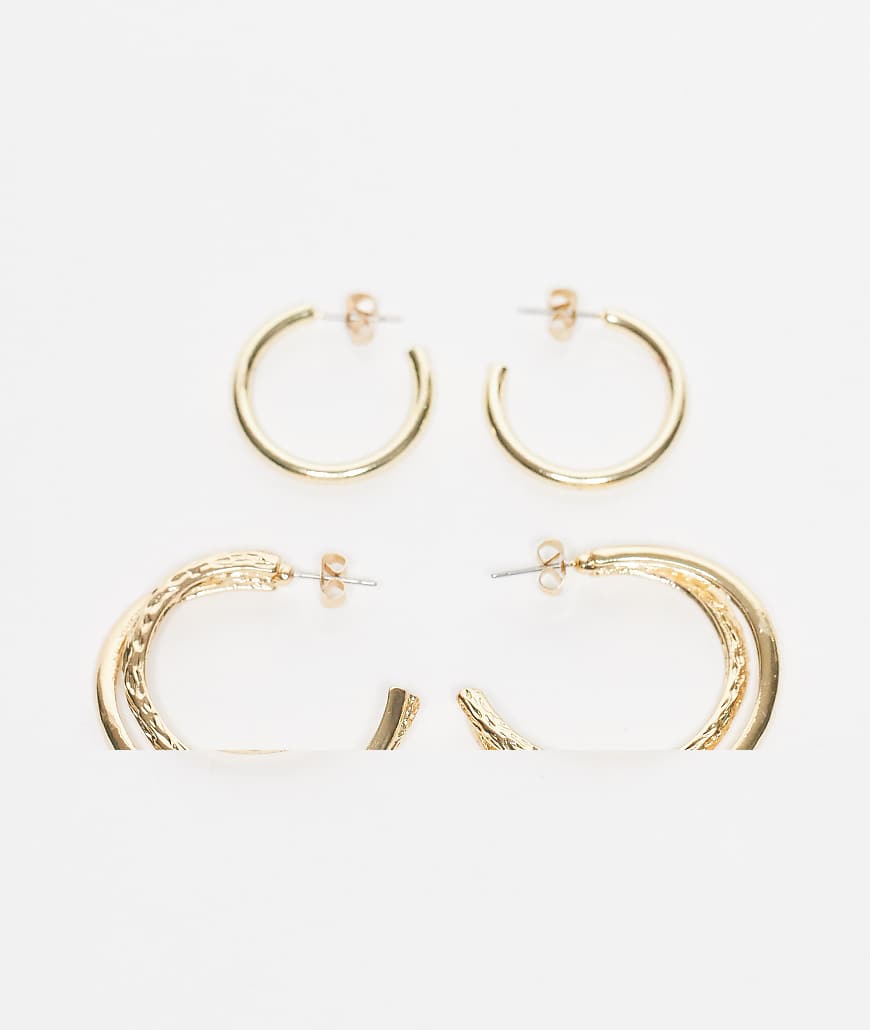 Pieces - 2er-Pack Creolen in Goldoptik-Goldfarben von Pieces