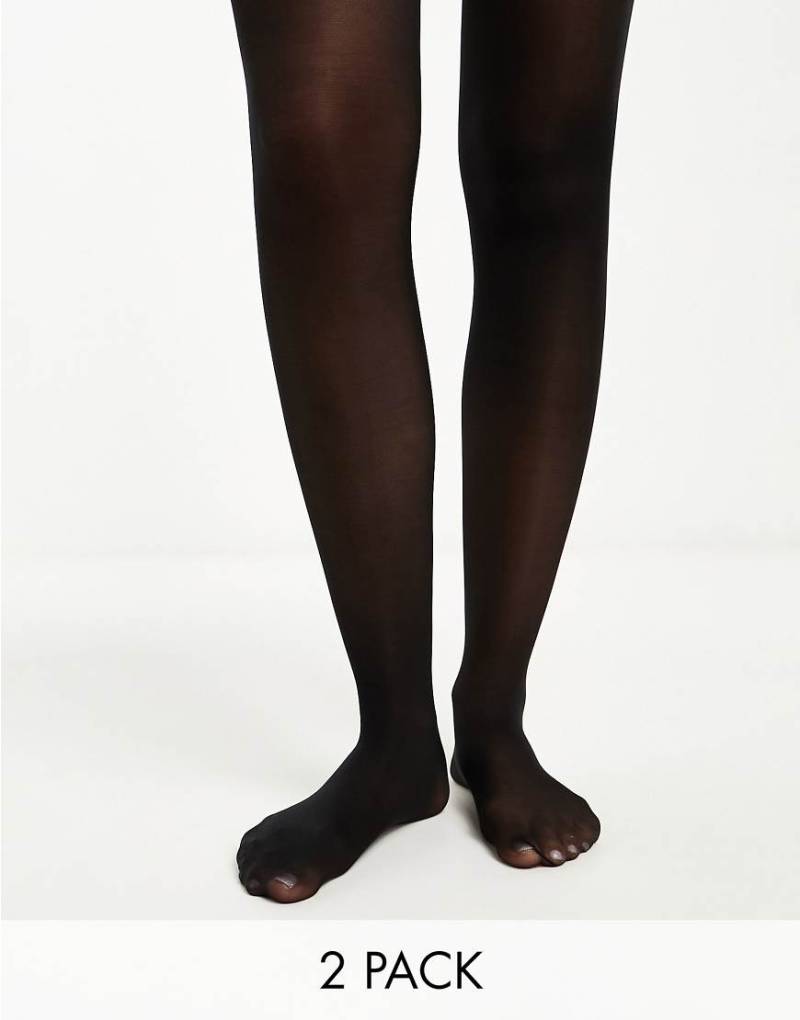 Pieces - 2er-Pack Strumpfhosen in Schwarz, 20 Denier von Pieces