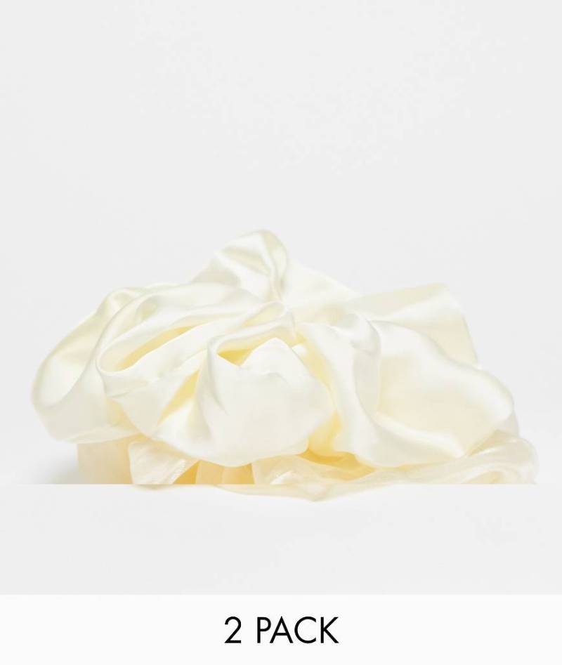 Pieces - 2er-Pack XL-Scrunchies in Cremeweiß von Pieces