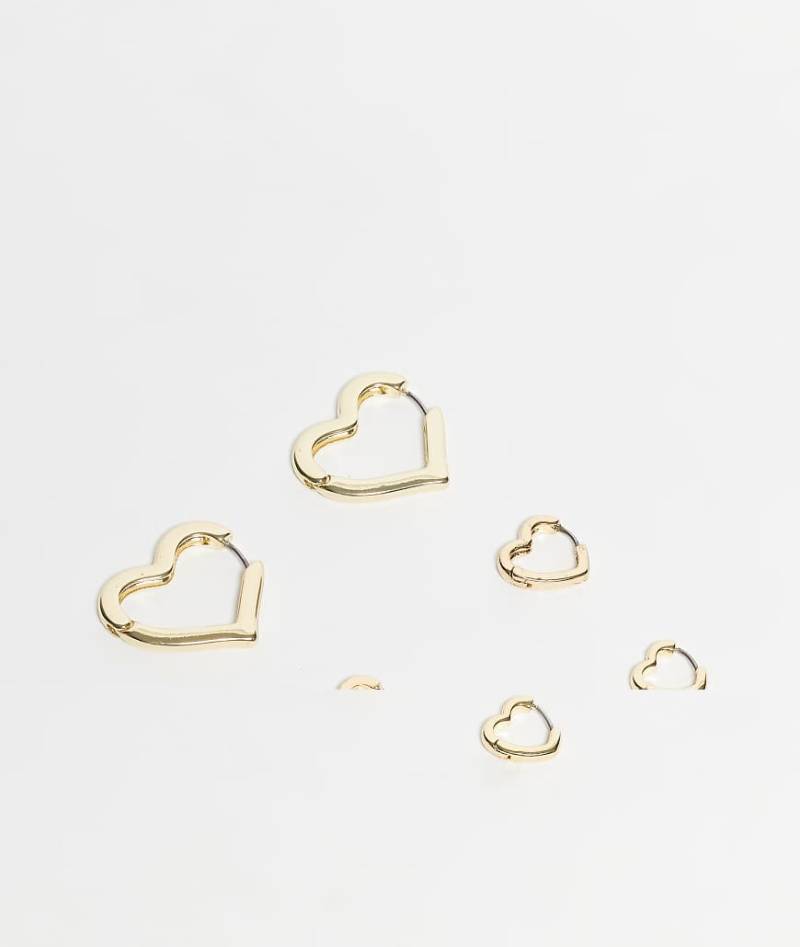Pieces - 3er-Pack kleine Herz-Ohrringe in Goldoptik-Goldfarben von Pieces