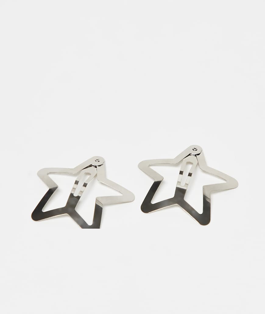 Pieces - 4er-Pack große, sternförmige Haarspangen in Silber von Pieces