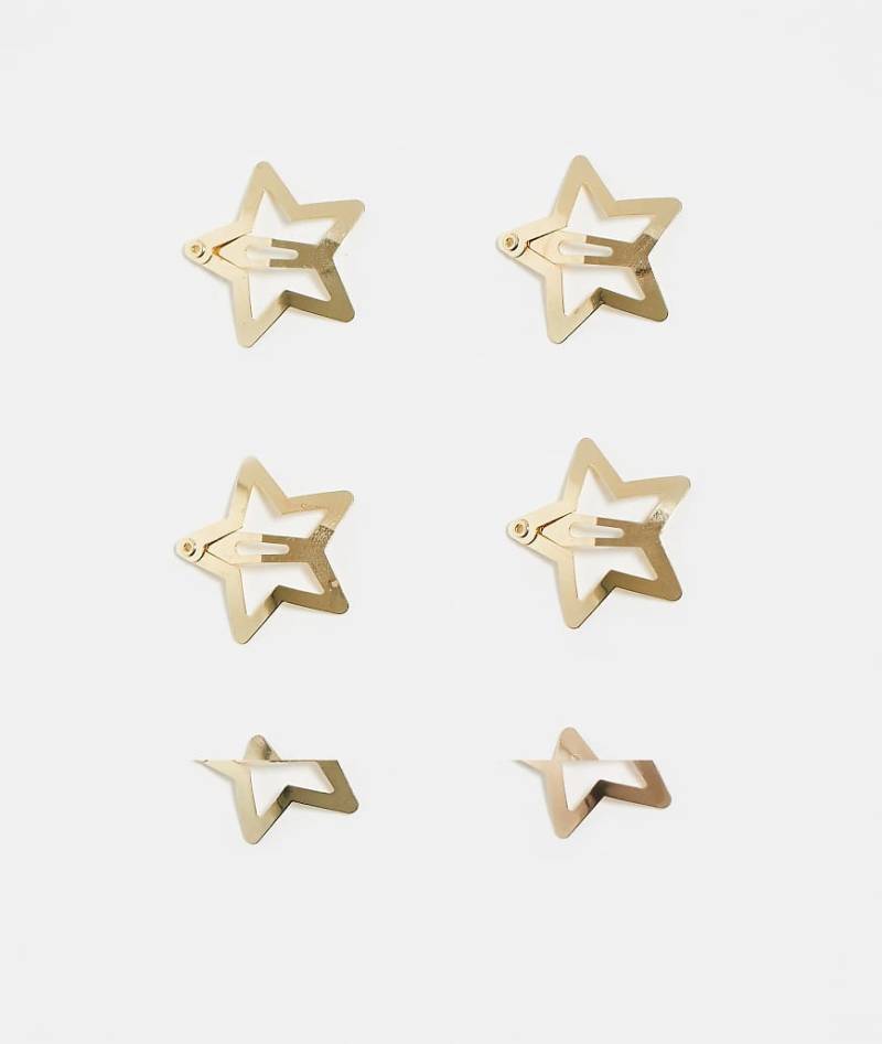 Pieces - 6er-Pack sternförmige Haarspangen in Goldoptik-Goldfarben von Pieces