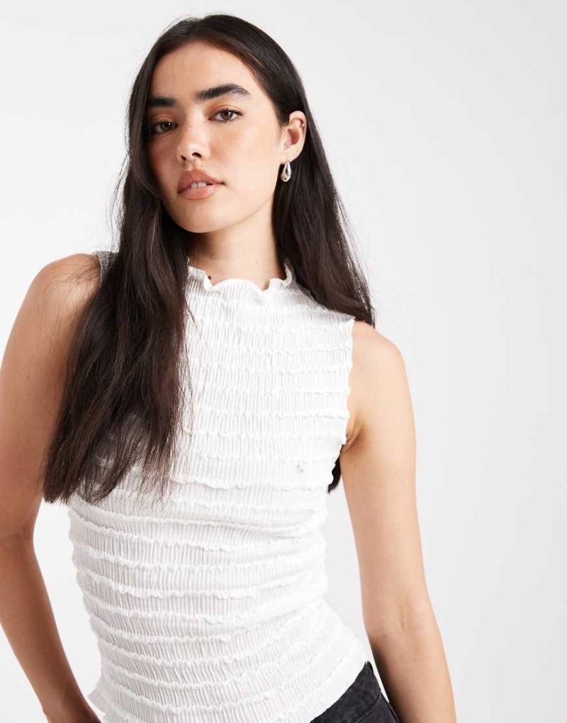 Pieces - Ärmelloses strukturiertes Oberteil in Weiß von Pieces