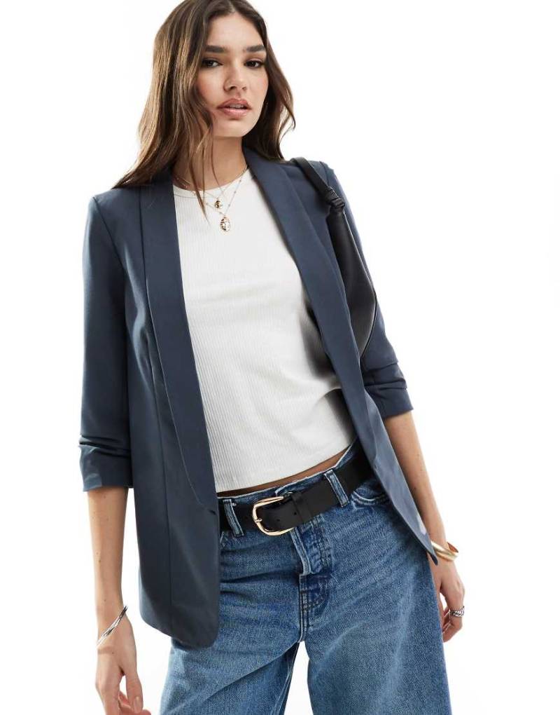 Pieces - Blazer in Blau mit Farbverlauf und gerafften Ärmeln von Pieces
