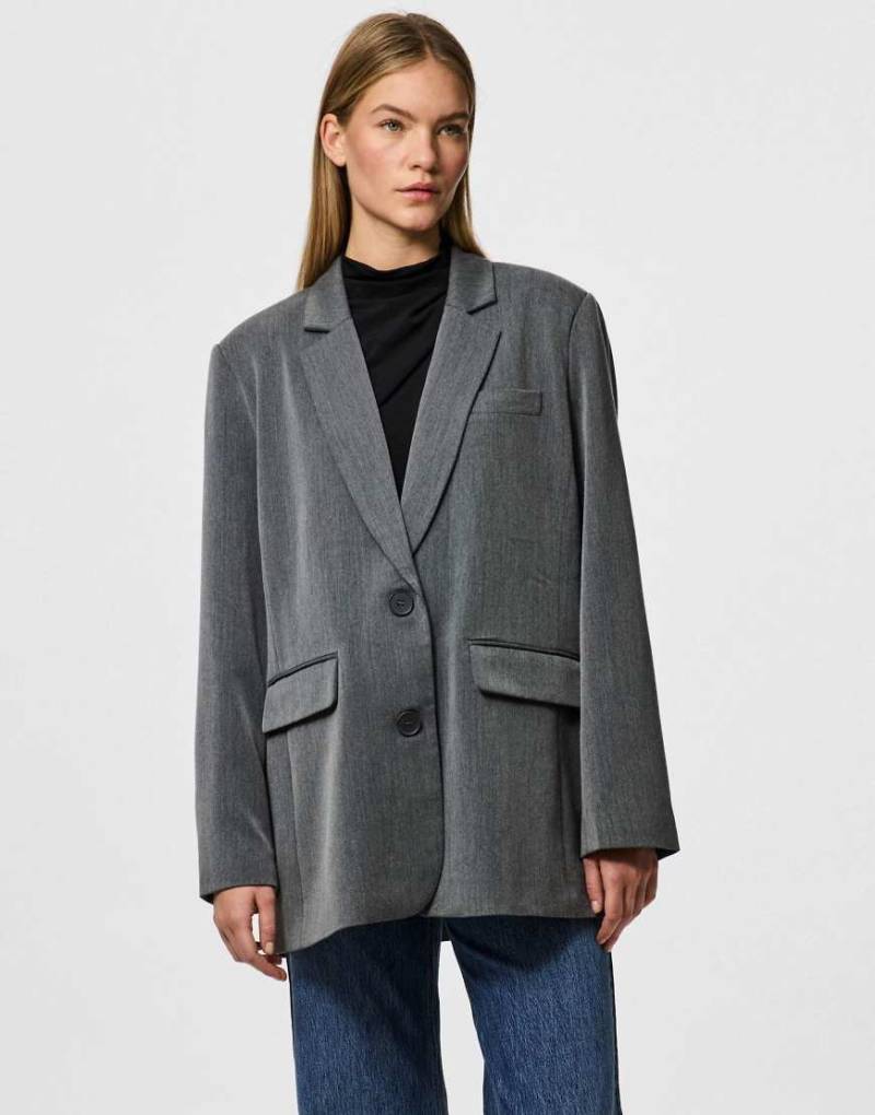 Pieces - Blazer in dunkelgrau meliert von Pieces
