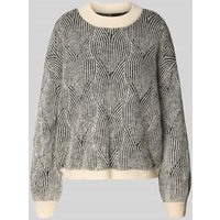 Pieces Comfort Fit Strickpullover mit Woll-Anteil 'JENNA' in Hellgrau, Größe M von Pieces