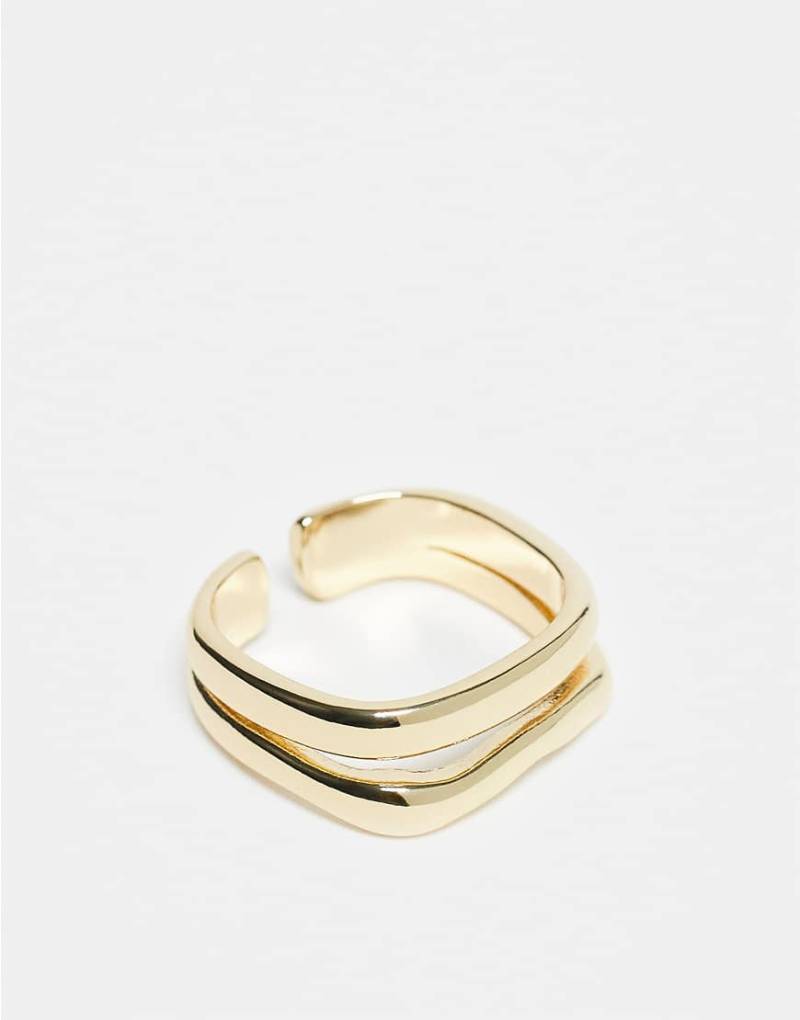 Pieces - Doppelter Ring in geschmolzener Gold-Optik-Goldfarben von Pieces