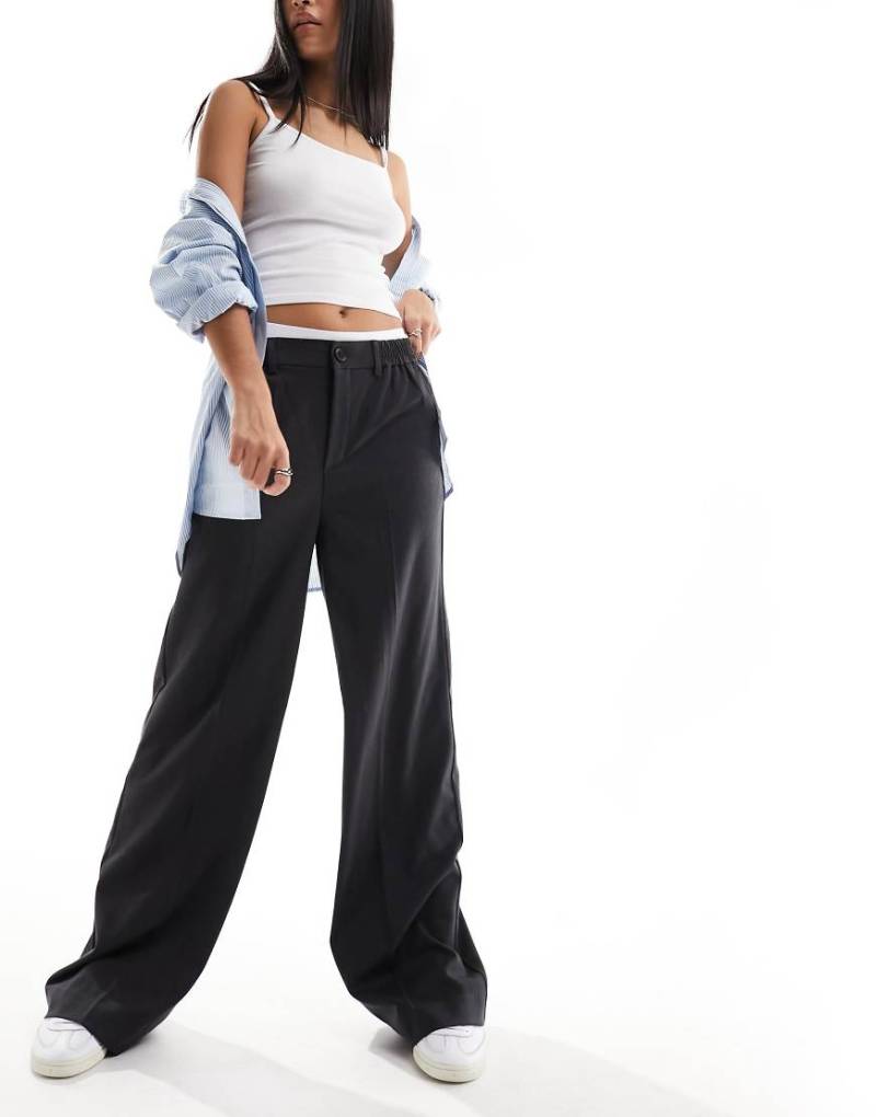 Pieces - Elegante Hose in Anthrazit mit weitem Schnitt-Grau von Pieces