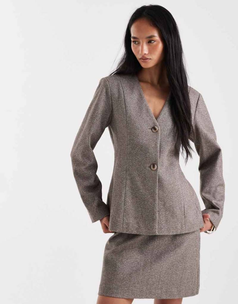 Pieces - Eleganter, tailliert geschnittener Blazer in Hellbraun mit Struktur, Kombiteil-Neutral von Pieces