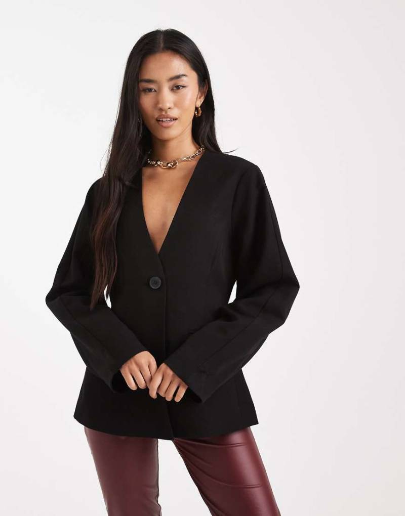 Pieces - Eleganter Blazer in Schwarz mit Struktur von Pieces