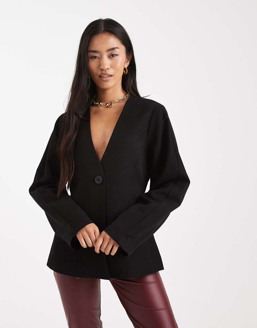 Pieces - Eleganter Blazer in Schwarz mit Struktur von Pieces