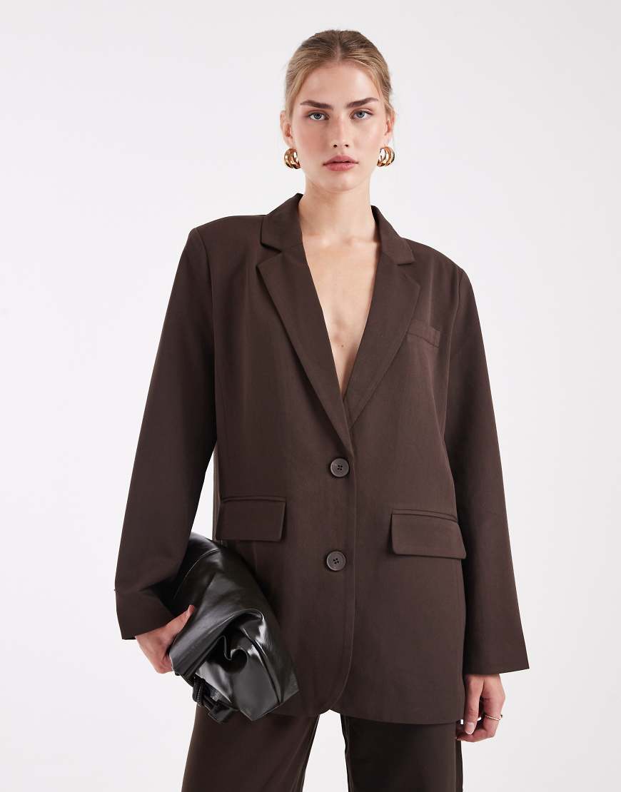 Pieces - Eleganter Oversize-Blazer in Schokobraun, Kombiteil-Brown von Pieces