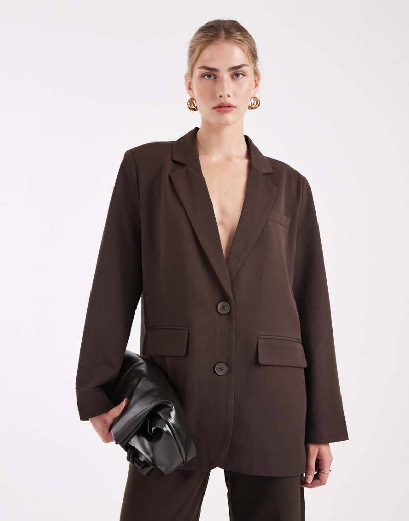 Pieces - Eleganter Oversize-Blazer in Schokobraun, Kombiteil-Brown Pieces - Eleganter Oversize-Blazer in Schokobraun, Kombiteil-Brown von Pieces