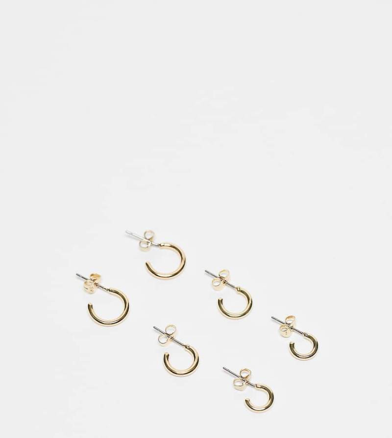 Pieces - Everyday - 3er-Pack kleine und große goldfarbene Creolen mit 18-Karat-Vergoldung von Pieces