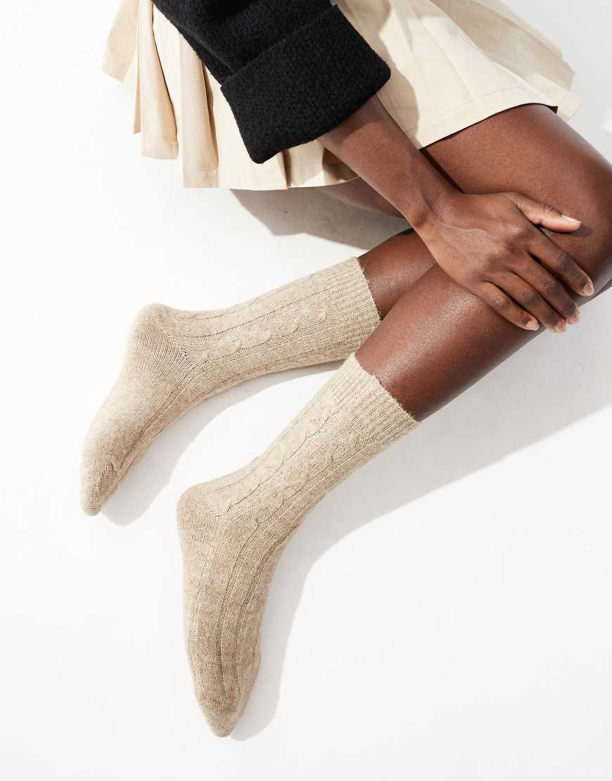 Pieces - Gemütliche Socken aus Rippstrick in Beige-Neutral von Pieces