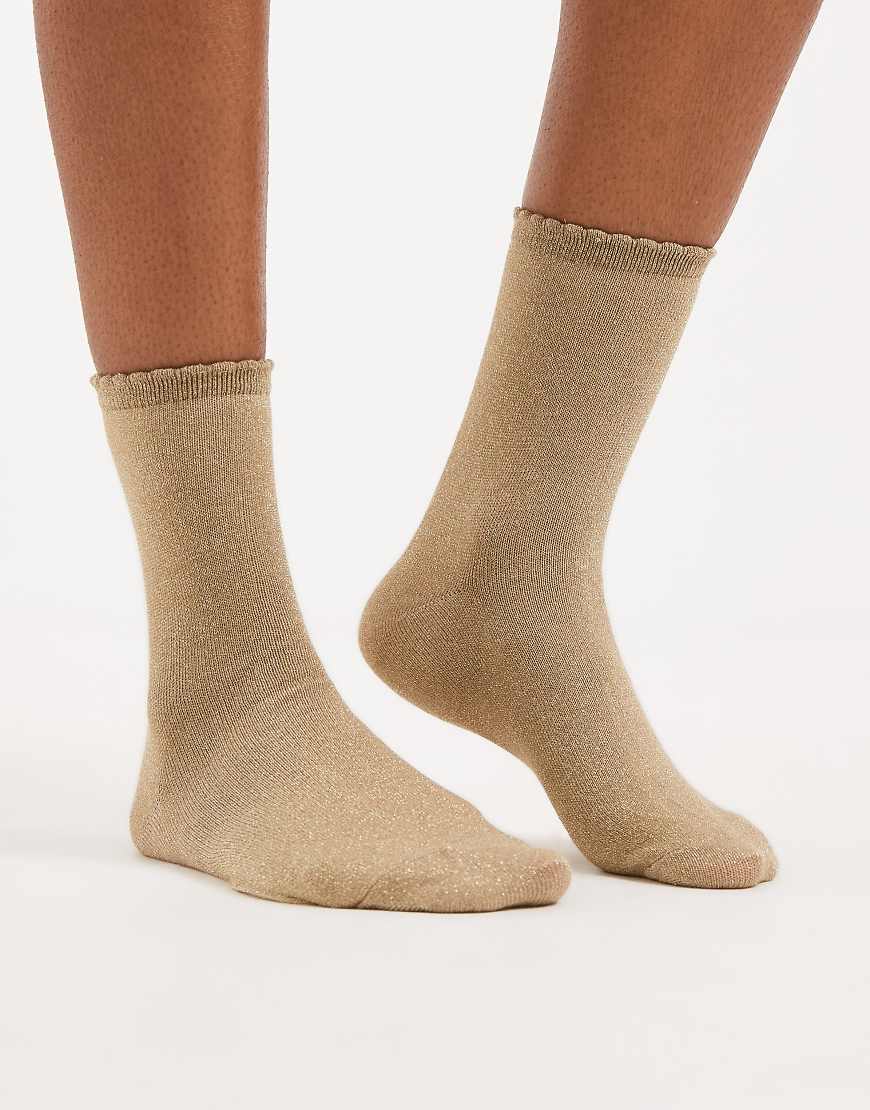 Pieces - Glitzernde Socken in Beige-Neutral von Pieces