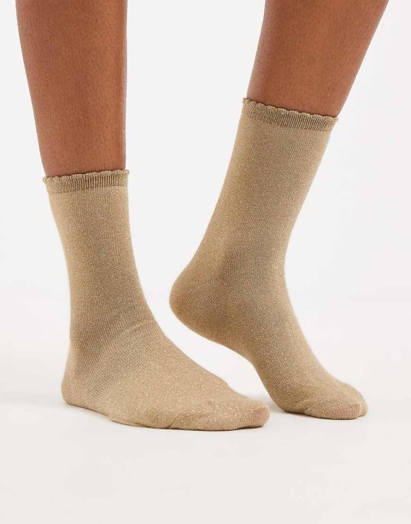 Pieces - Glitzernde Socken in Beige-Neutral von Pieces