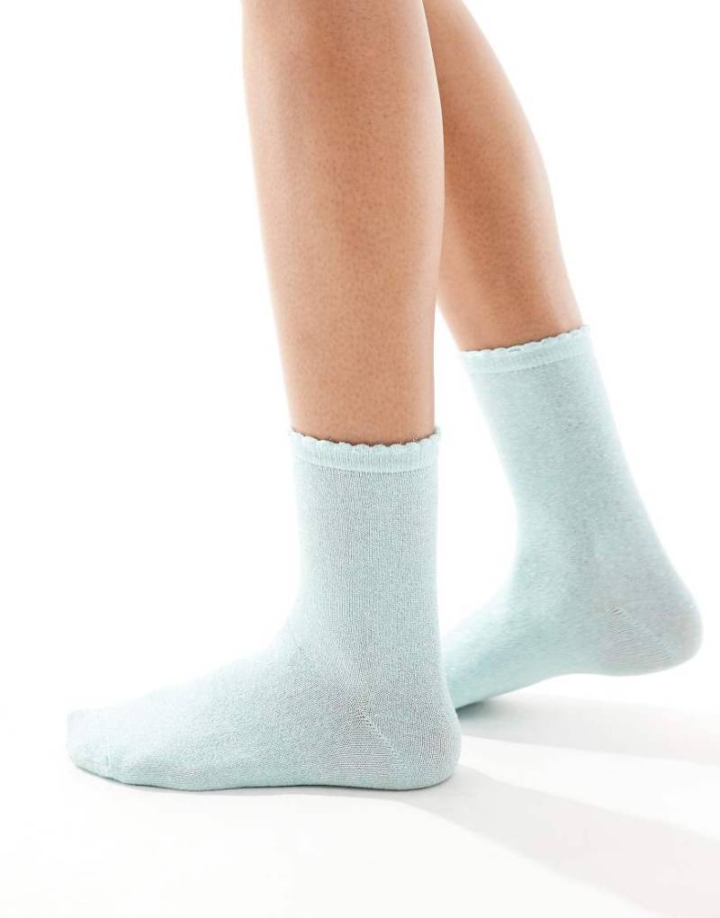 Pieces - Glitzersocken in Türkis-Blau von Pieces
