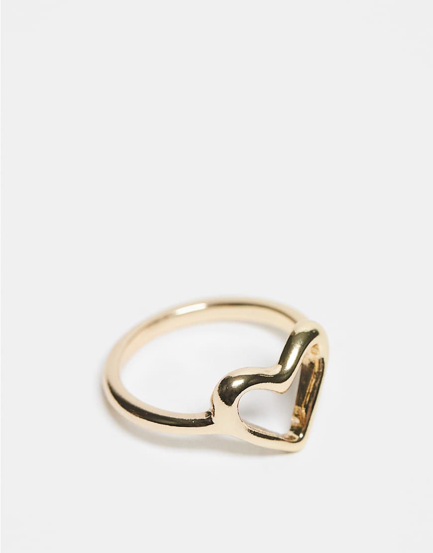 Pieces - Goldfarbener Ring mit unregelmäßig geformtem Herzdetail von Pieces
