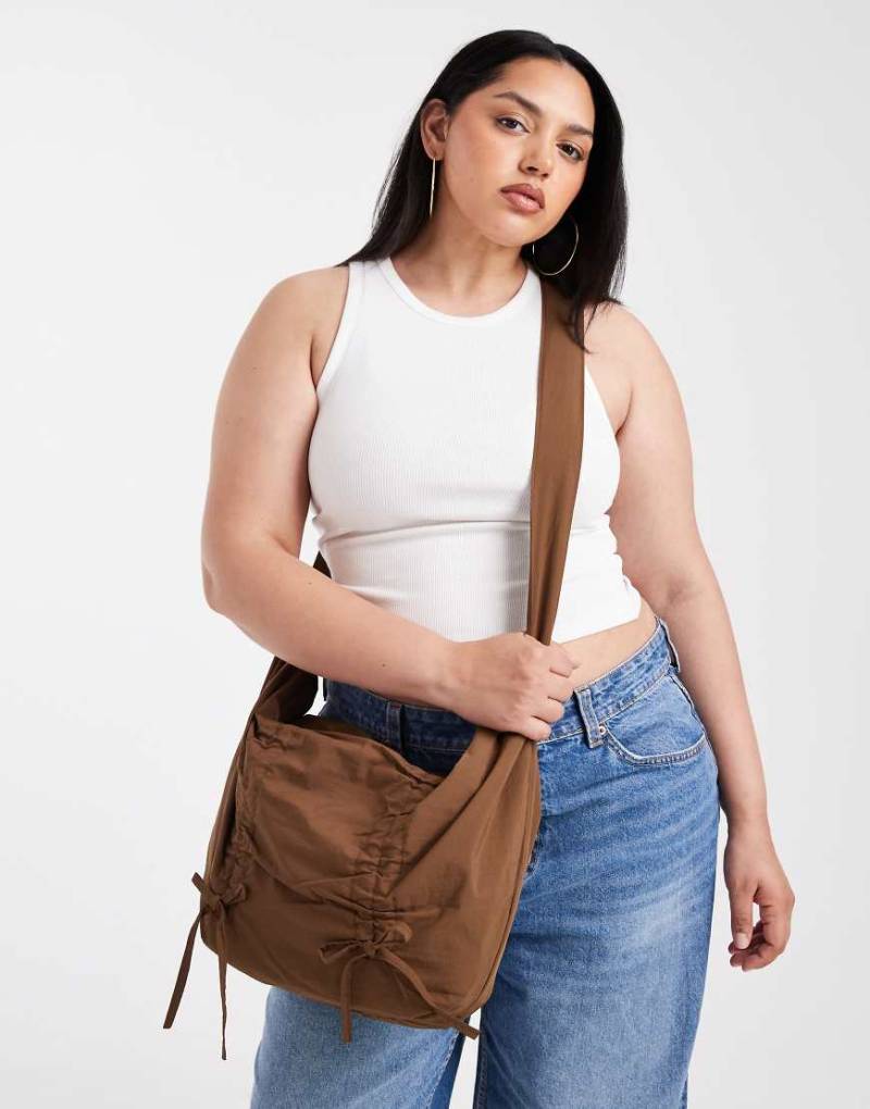 Pieces - Umhängetasche in Braun mit Schleifendetails-Brown von Pieces