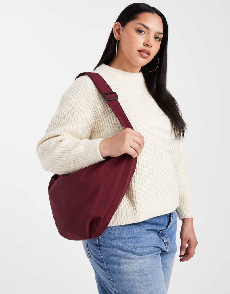 PIECES - Oversize-Umhängetasche in Burgunderrot von Pieces