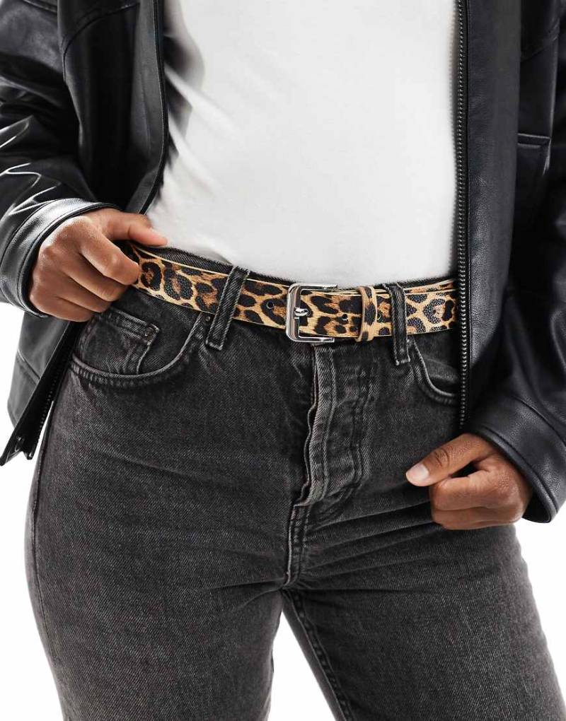 Pieces - Gürtel in Schwarz mit Leopardenmuster von Pieces